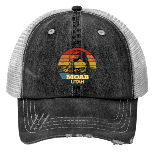 Discover Moab Utah Arch Vintage Sunset TravelDistressed Design Great gift and present for those that love Print Trucker Hats