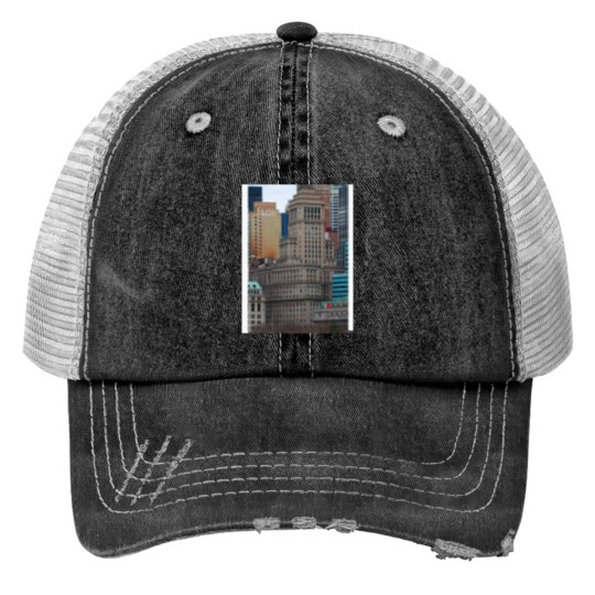 Discover Downtown Manhattan New York City Baseball ¾ Sleeve Print Trucker Hats