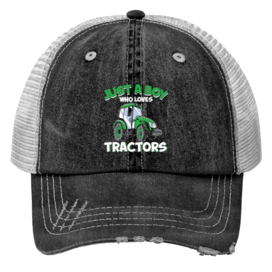 Discover Tractor driving Kids Toddler Farm Tractor Just A Boy Who Loves Tractors Print Trucker Hats