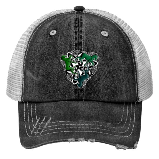 Discover Triquetra Green Horses Print Trucker Hats