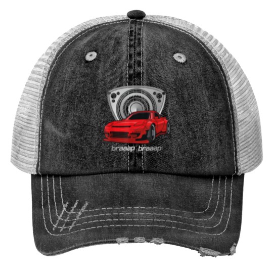 Discover Rotary Engine 13B Car Meet Tuning Rx Japan Rotorlife BRAAAP 5573 Print Trucker Hats