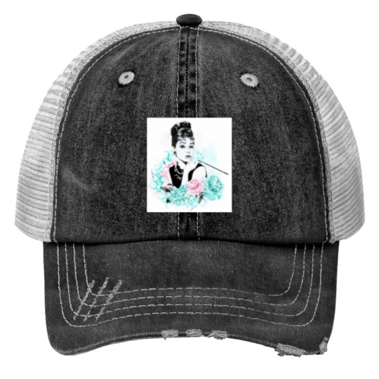 Discover Audrey Hepburn - Breakfast at Tiffany's Print Trucker Hats