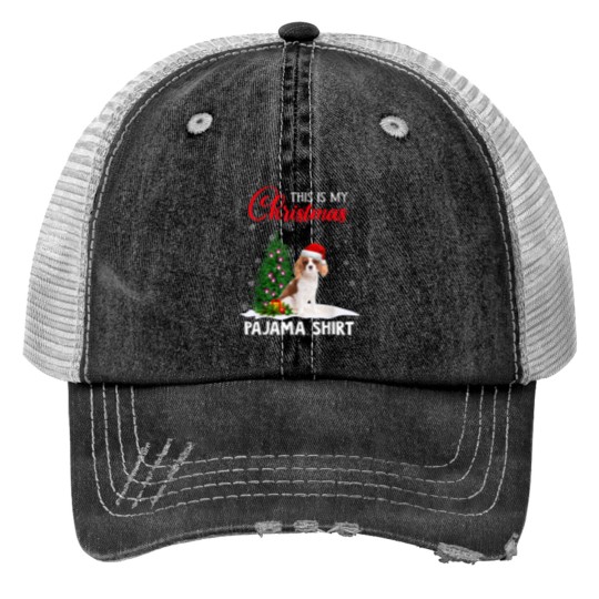 Discover This Is My Christmas Pajama Cavalier King Charles Spaniel Print Trucker Hats