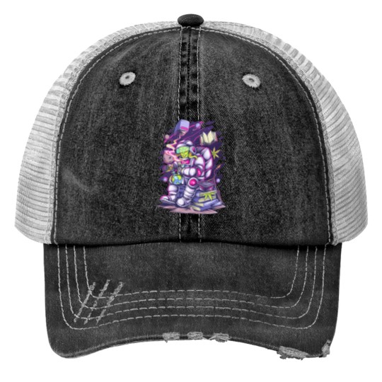 Discover Space Alien Print Trucker Hats