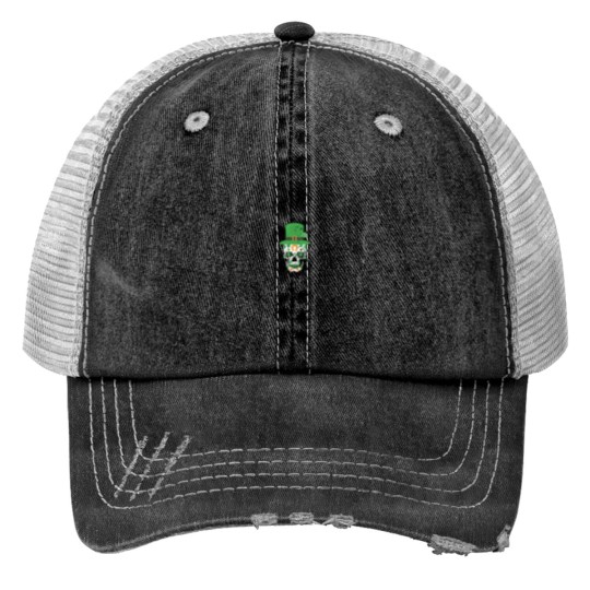 Discover St Patricks Day Skull Irish Shamrock of Dead Men Women 5113 Print Trucker Hats