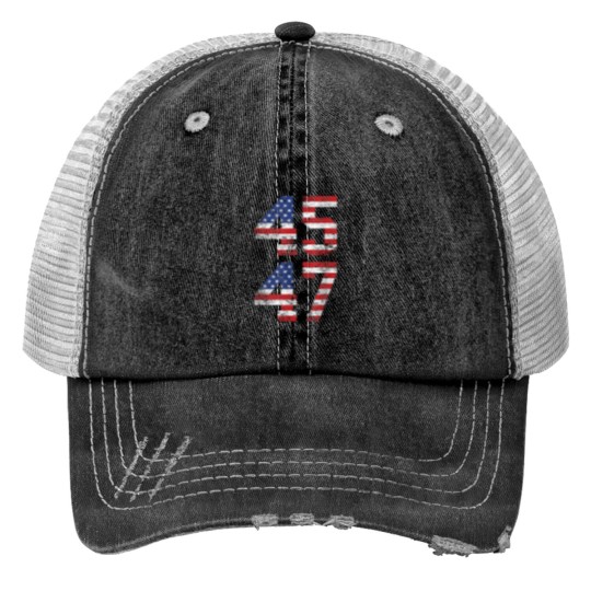 Discover 45 47 Trump 2024 Print Trucker Hats