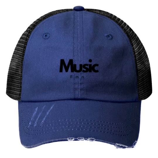 Discover Music fan,Love music,Minimalist,Black and white designe Print Trucker Hats