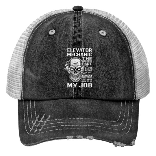 Discover Elevator Mechanic Print Trucker Hat - Stylish Gift for Elevator Technicians