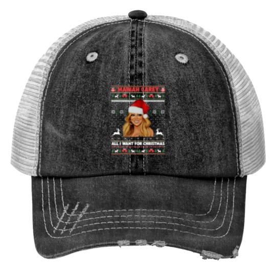 Discover Vintage Mariah Carey Christmas Sweater Print Trucker Hat