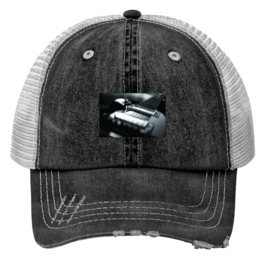 Discover Guitar - Black White Premium Matte Vertical Poster Print Trucker Hats