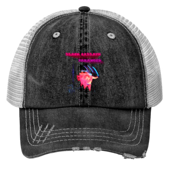 Discover Black Sabbath Paranoid Motion Black Print Trucker Hats