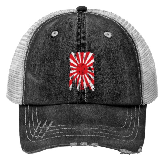 Discover Japan Rising Sun Asia Tokyo Hokkaido Honshu Shikoku Kyushu Nihon Japanese Pride Patriotism Origin Print Trucker Hats