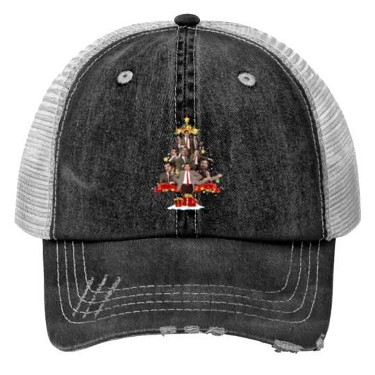 Discover Mr Bean Christmas Tree Print Trucker Hats