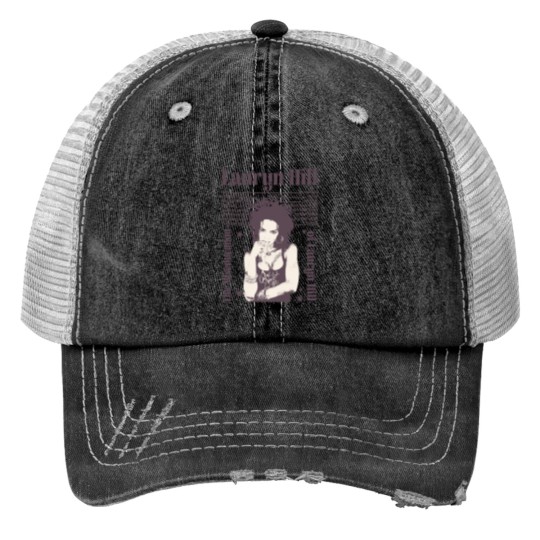 Discover Lauryn Hill Graphic Unisex Print Trucker Hats, Inspired Bootleg Lauryn Hill Print Trucker Hats