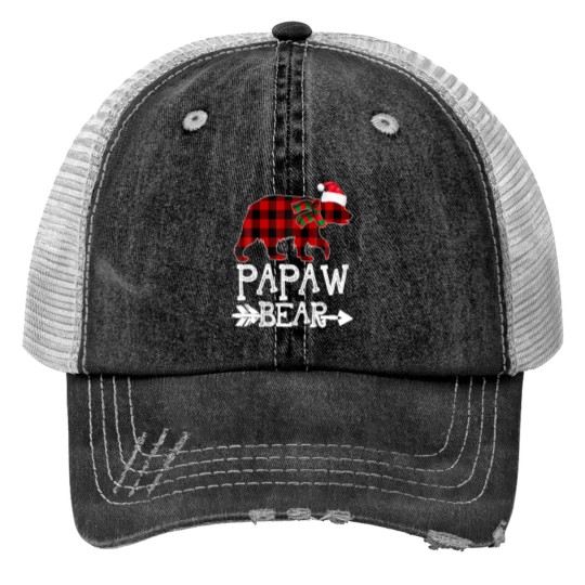 Discover Papaw Bear Christmas Xmas Pajama Red Plaid Buffalo Print Trucker Hats