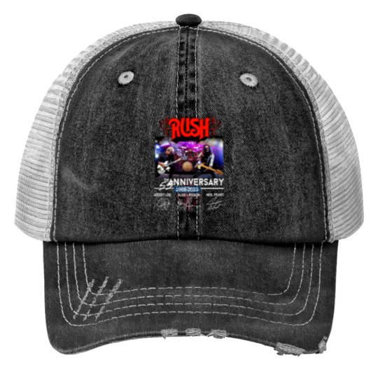 Discover New 55 Years RUSH Band 1968-2023 Signatures Print Trucker Hats