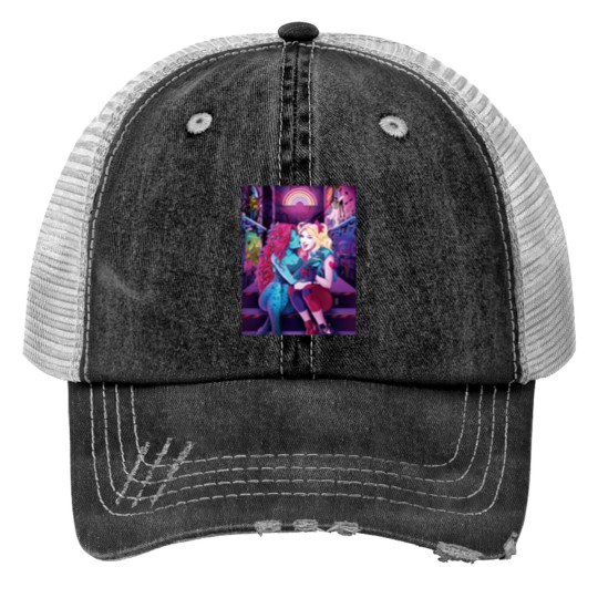 Discover Pride Ivy and Harley Harley quinn Print Trucker Hats