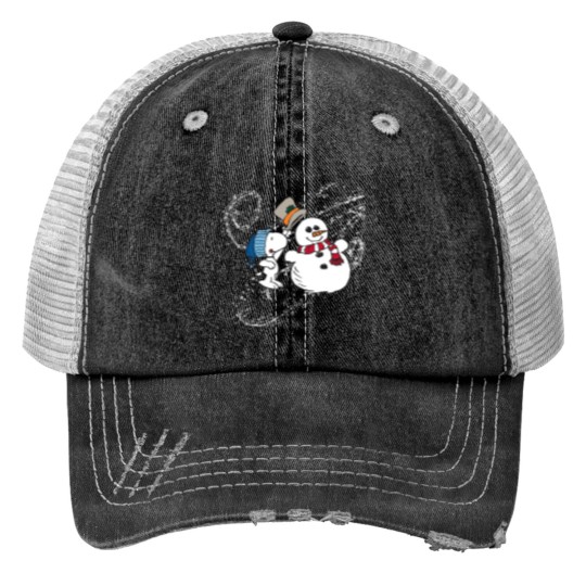 Discover vintage snoopy with snowmanwinter wonderland crewneck Print Trucker Hats