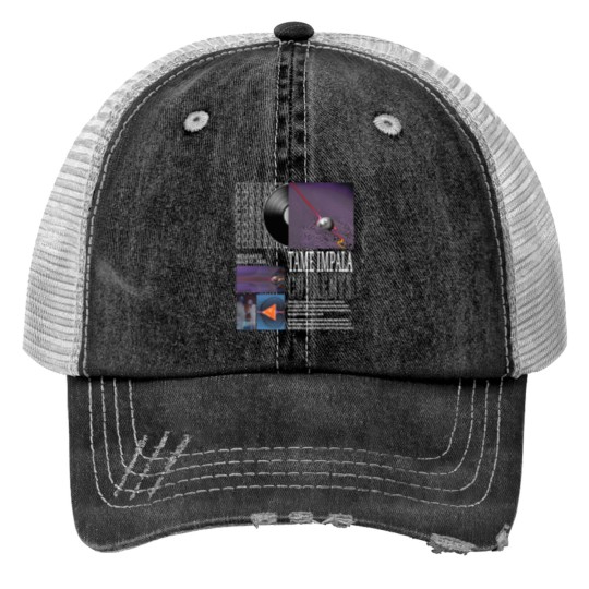 Discover Vintage Bootleg Inspired Print Trucker Hats Tame Impala Currents Vintage Print Trucker Hats