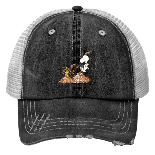Discover Snoopy Leaf Pile Graphic Print Trucker Hats