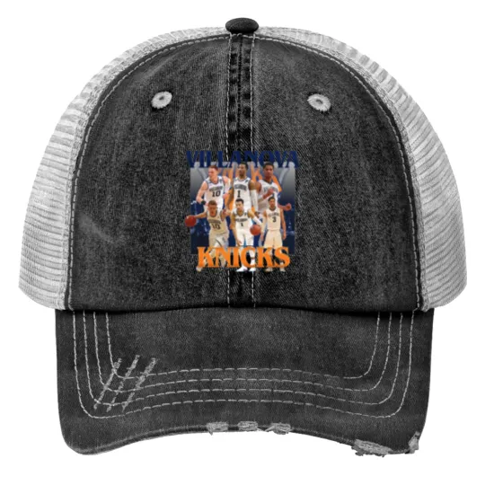 Discover NEW Villanova Knicks Josh Hart, Jalen Brunson and Donte Divincenzo Vintage Graphic Unisex Print Trucker Hats