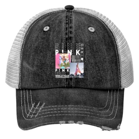 Discover Pink Music Print Trucker Hats