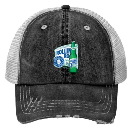 Discover Rolling Rock Print Trucker Hats