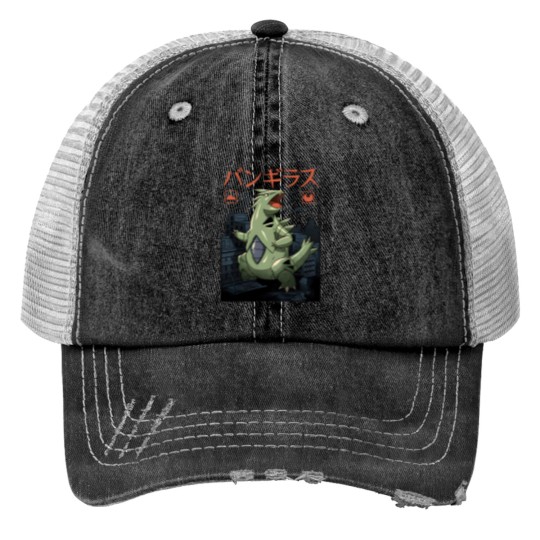 Discover Tyranitar Japanese Style Print Trucker Hats for Movie and Gaming Enthusiasts