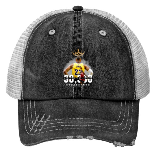 Discover LeBron James all time points leader Breakable record, LeBron James Print Trucker Hats