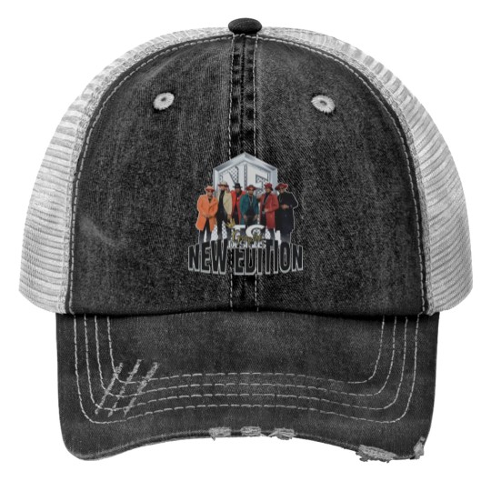 Discover New Edition Print Trucker Hats, New Edition Legacy Tour Print Trucker Hats