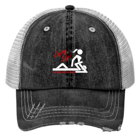 Discover Enjoy Life Eat Out More Often Print Trucker Hats