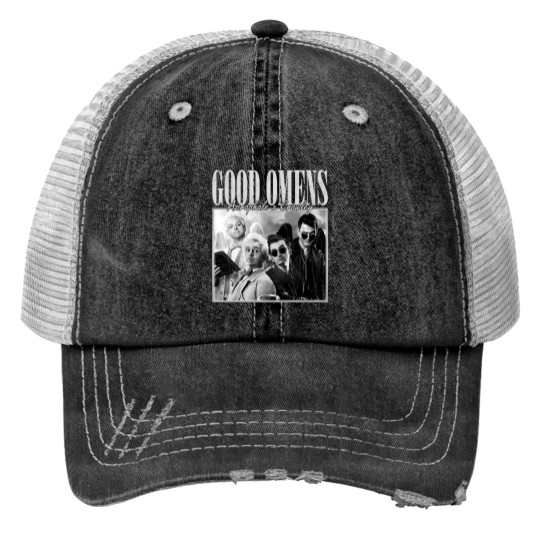 Discover Good Omens Movie Print Trucker Hats, Aziraphale 2023 Movie Bootleg Print Trucker Hats