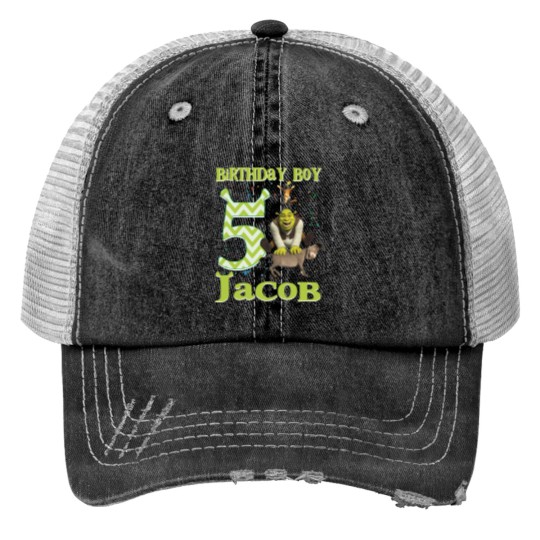 Discover Shrek Birthday Print Trucker Hats, Green Ogre Cartoon Custom Personalized Boy Girl Birthday Print Trucker Hats