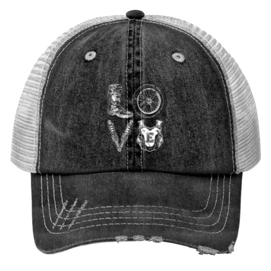 Discover Dirt Bike love Print Trucker Hats