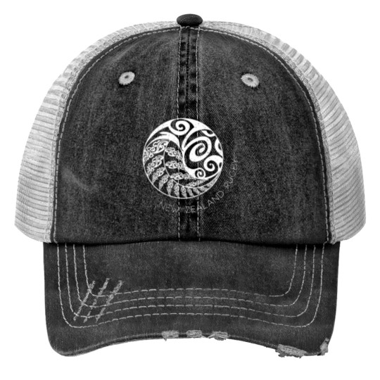 Discover New Zealand Rugby (Design On Back) Maori Inspired Print Trucker Hats