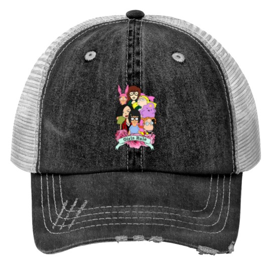 Discover Rule the Cool: 90's Girls Rule Cartoon Print Trucker Hats