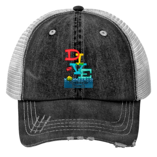 Discover Redondo Beach Dive - Colorful Scuba Print Trucker Hats