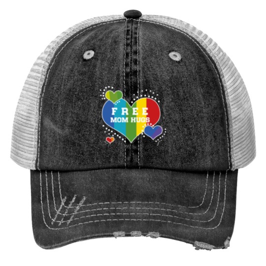 Discover Free Mum Hugs Rainbow Heart Classic Print Trucker Hats