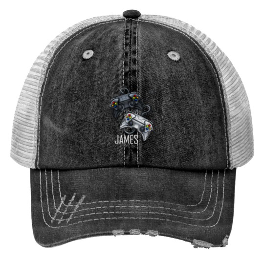 Discover James Video Game Online Gaming Gamer Player Boys Name 3911 Print Trucker Hats