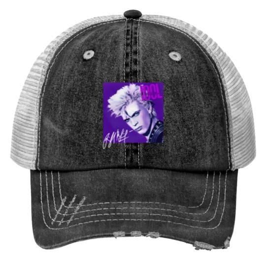 Discover Billy Idol Print Trucker Hats Billy Idol Whiplash Smile Song Cotton Print Trucker Hats Men Women