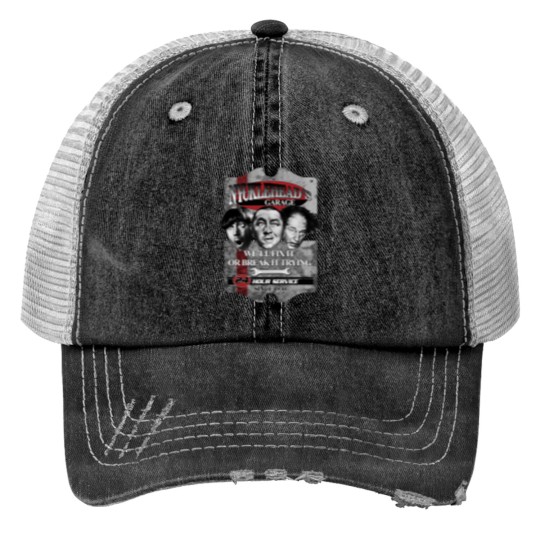 Discover Three Stooges Nyuckleheads Mechanic Garage Print Trucker Hats