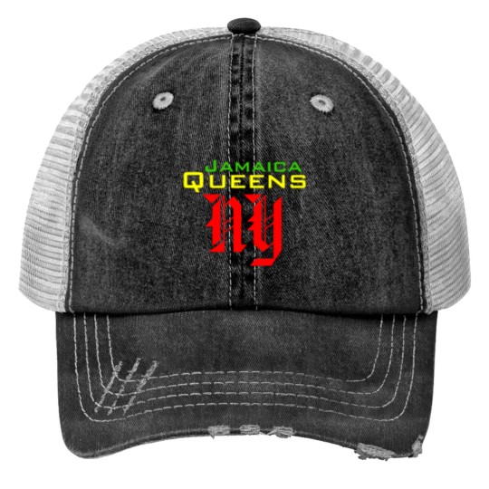 Discover Jamaica Queens Print Trucker Hats
