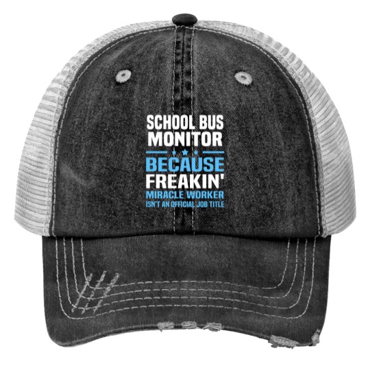 Discover School Bus Monitor Print Trucker Hats