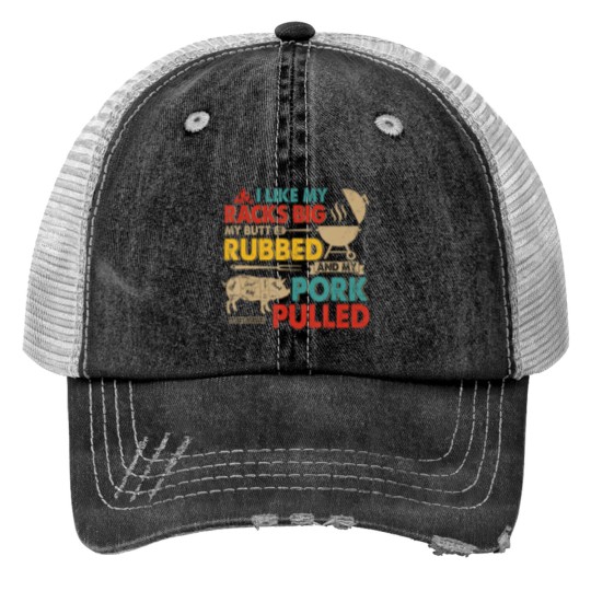 Discover BBQ Lover Print Trucker Hat - I Like My Racks Big