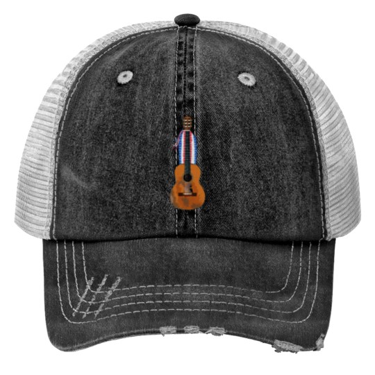 Discover Willie's Iconic Trigger Acoustic Guitar Print Trucker Hats