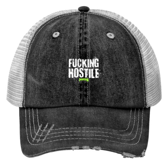 Discover Mayhem Skull  Fing Hostile Print Trucker Hats