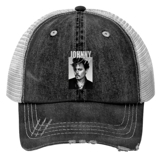 Discover Johnny Depp BW Johnny Depp Print Trucker Hats