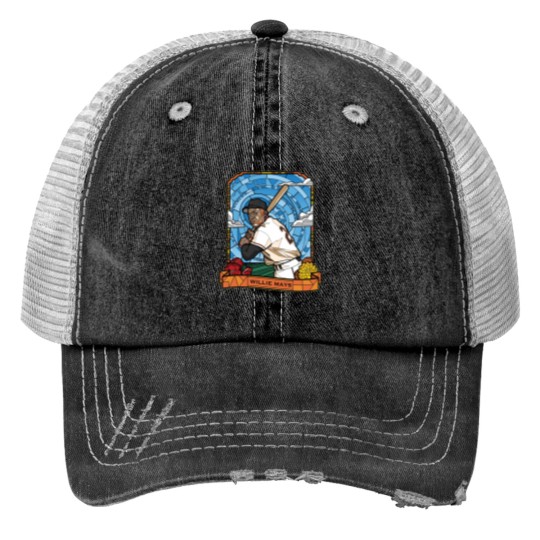 Discover WILLIE MAYS STAINED GLASS - Willie Mays - Print Trucker Hats