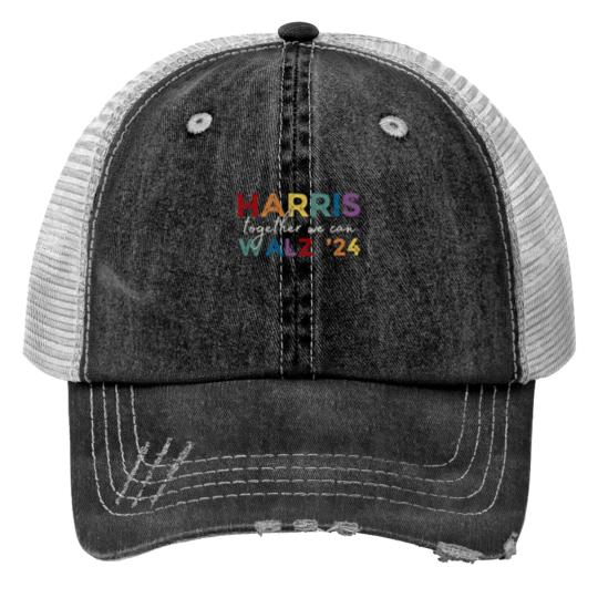 Discover Harris Walz V-Neck Print Trucker Hat 2024 - Kamala