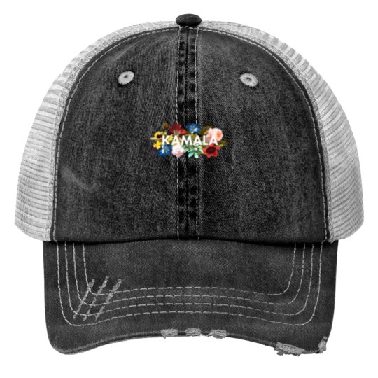 Discover Kamala Harris Vintage Floral Feminine First Female President Print Trucker Hats